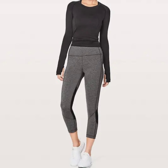 LULULEMON PACE RIVAL CROP 23”. HEATHERED GRAY/BLACK. PERFECT CONDITION. Sz6 - Picture 11 of 11